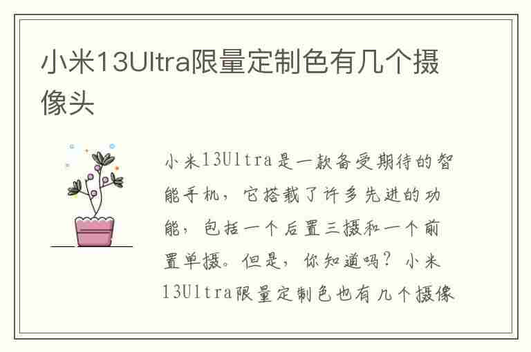 小米13Ultra限量定制色有几个摄像头